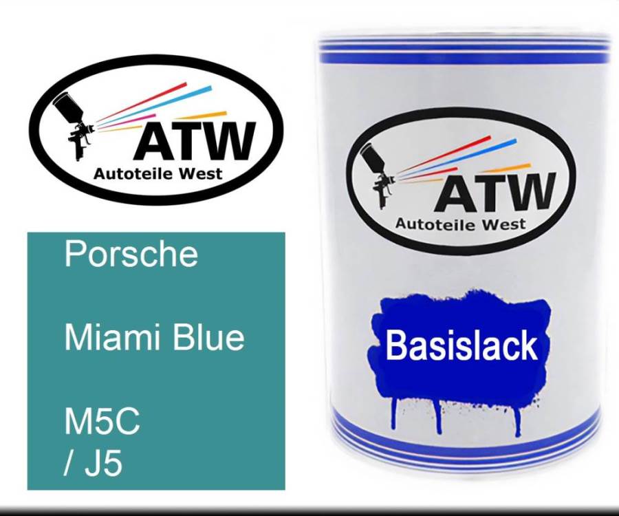 Porsche, Miami Blue, M5C / J5: 500ml Lackdose, von ATW Autoteile West.